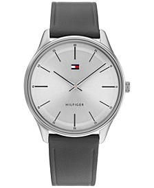Men's Gray Leather Strap Watch 40mm