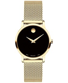 Women's Swiss Museum Classic Gold PVD Mesh Bracelet Watch 28mm