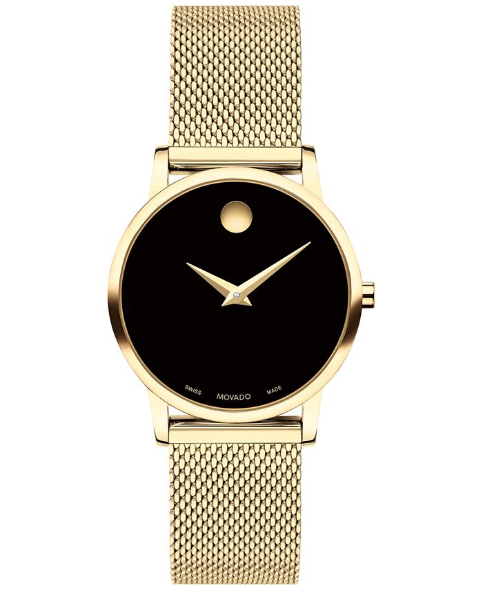 Movado - Women's Swiss Museum Classic Gold PVD Mesh Bracelet Watch 28mm