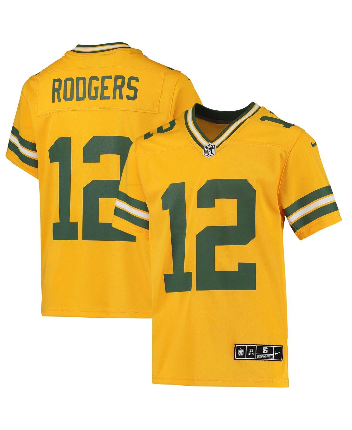 Big Boys Nike Aaron RodgersGreen Bay Packers Inverted Team Game Jersey - Gold