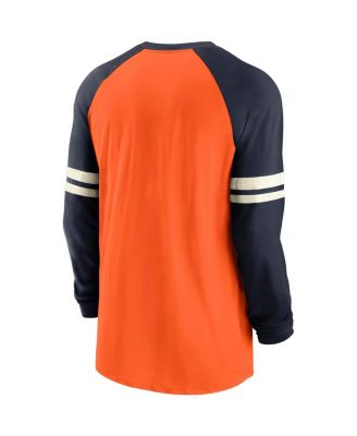 Men's Orange and Navy Chicago Bears Throwback Raglan Long Sleeve T-shirt