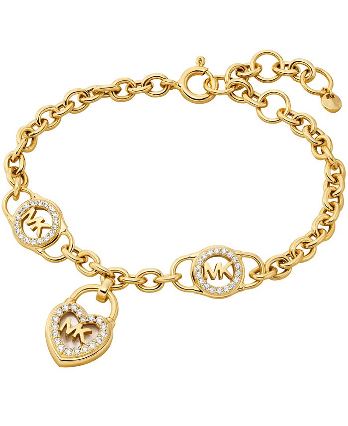 Michael Kors 14K Gold-Plated Sterling Silver Heart Lock Line Bracelet ...