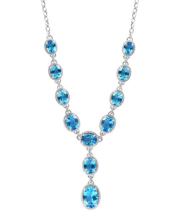 EFFY Collection EFFYÂ® Blue Topaz (32 ct. t.w.) & Diamond (1-1/4 ct. t.w.) Fancy Lariat Necklace