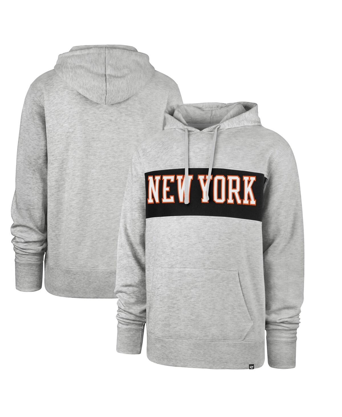 Shop 47 Brand Men's ' Gray New York Knicks 2021/22 City Edition Wordmark Chest Pass Pullover Hoodie