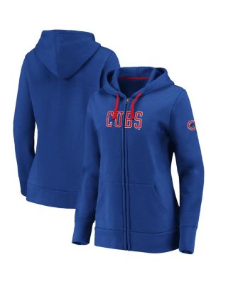 Women's Fanatics Branded Heathered Charcoal Chicago Cubs Primary Logo  Fleece Full-Zip Jacket