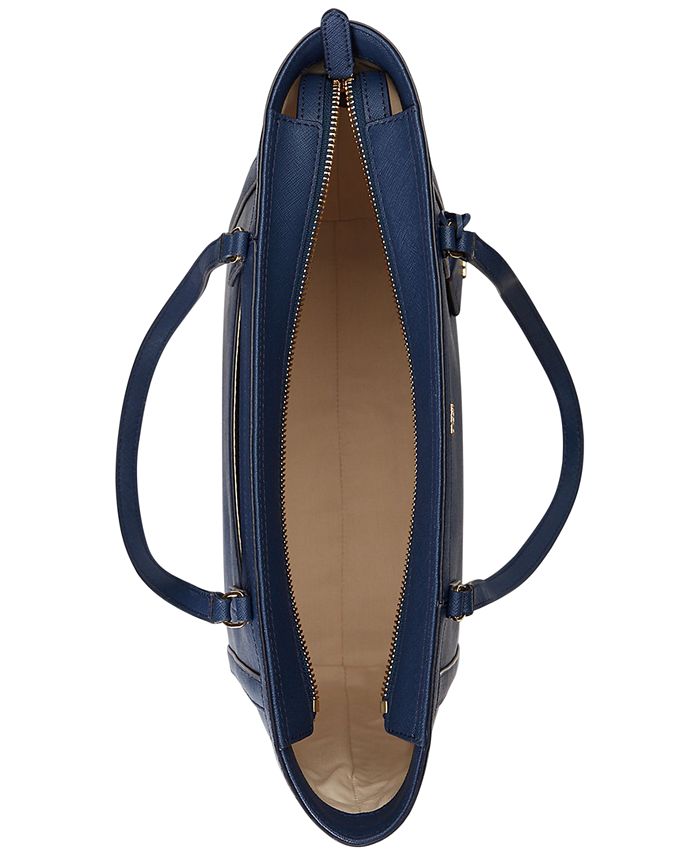 Buy Lauren Ralph Lauren Women Blue Crosshatch Leather Large Clare Tote  Online - 774607
