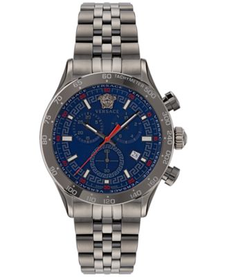 Versace - Men's Swiss Chronograph Hellenyium Gunmetal Ion Plated Stainless Steel Bracelet Watch 44mm