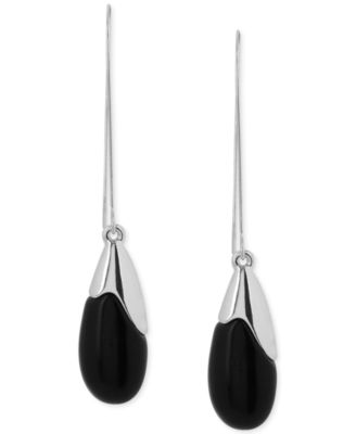 Silver-Tone Semiprecious Bead Drop Earring