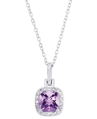 Macy's Amethyst Texture Framed 18" Pendant Necklace (1-1/3 Ct. T.w.) In ...