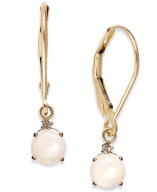 Macy's Opal Leverback Earrings in 14k Gold (3/4 ct. t.w.) & Reviews ...