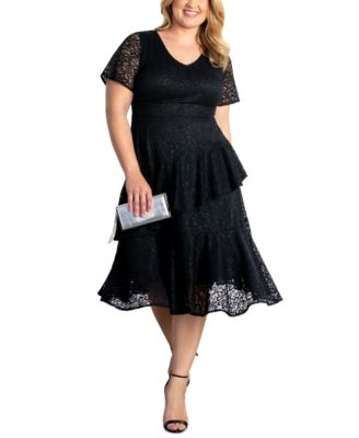 Plus Size Lace Affair Tiered Cocktail Dress