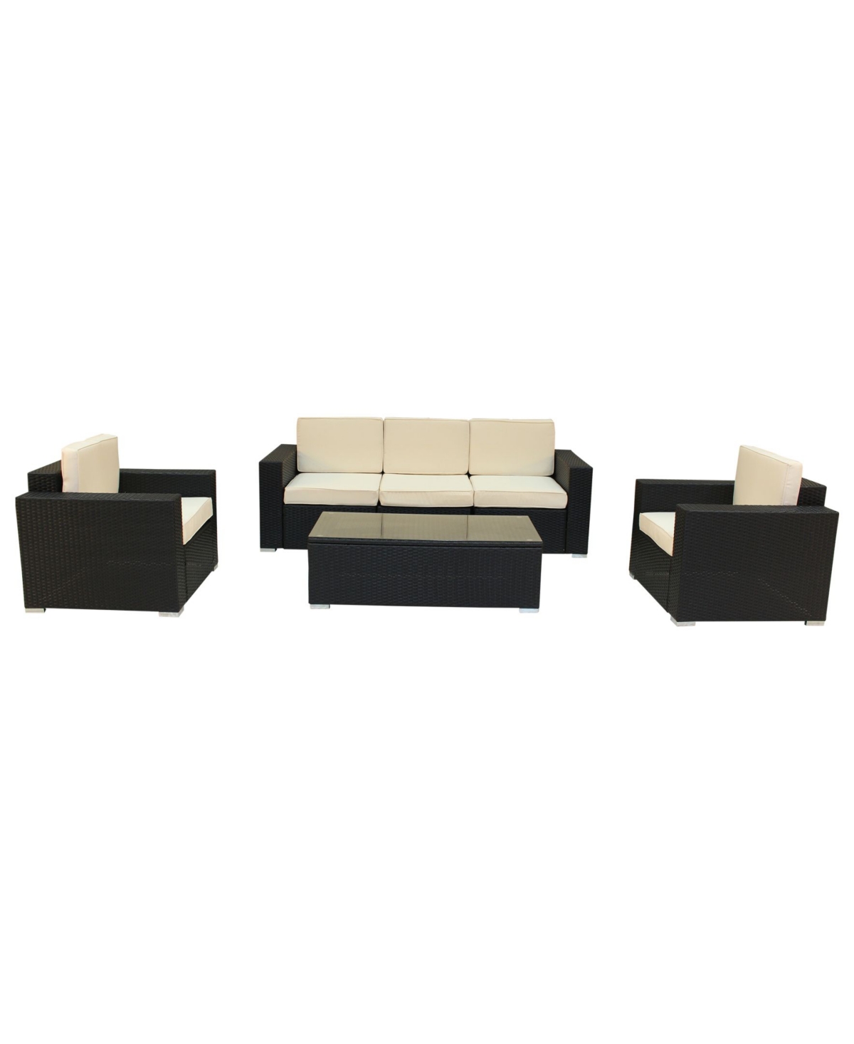 Luxury Living Furniture Wicker Rattan Outdoor Lounge Set, 4 Piece In