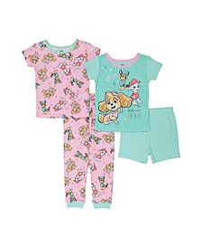 Toddler Girls Pajamas, 4 Piece Set
