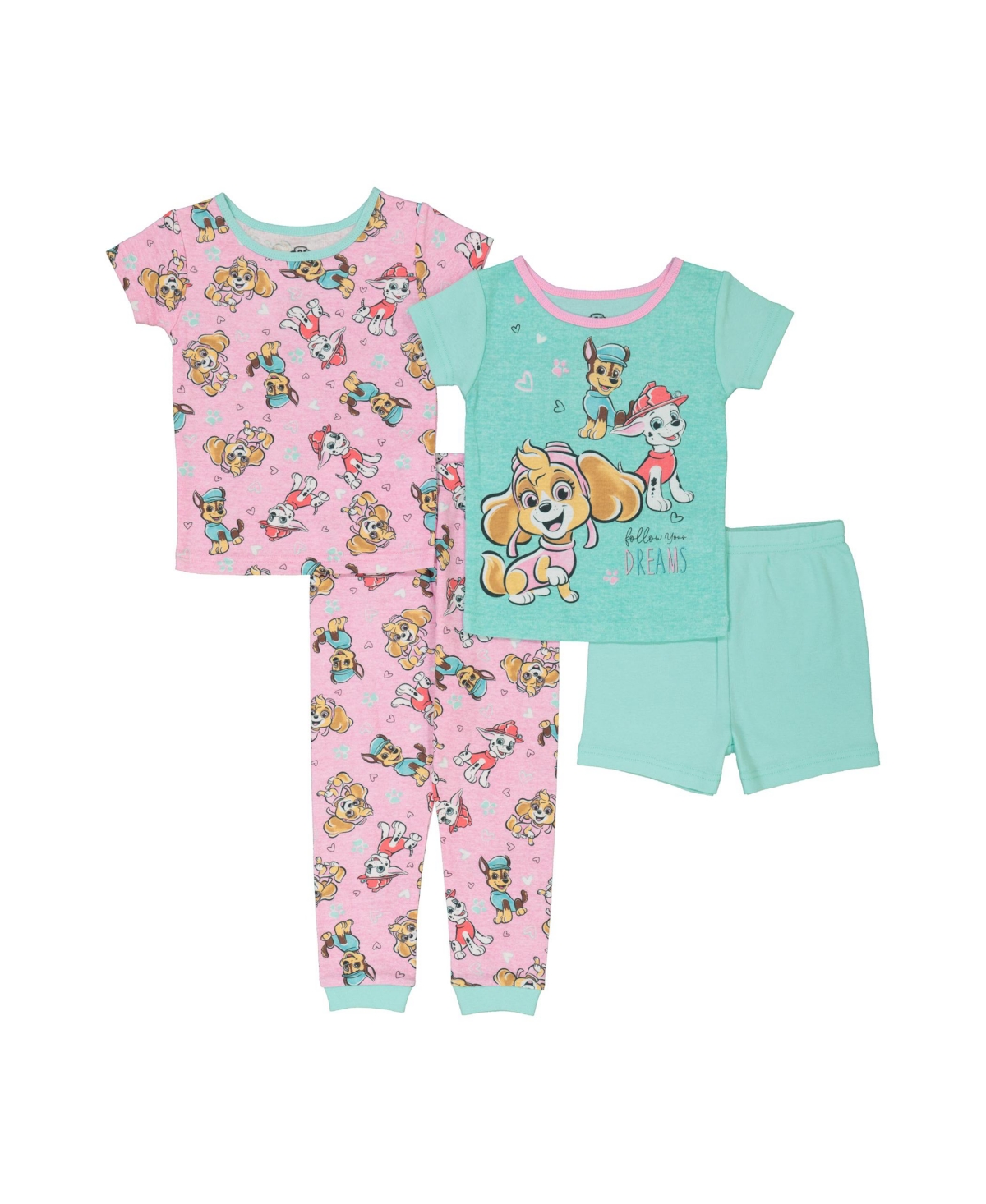 Paw Patrol Toddler Girls Pajamas, 4 Piece Set In Assorted ModeSens
