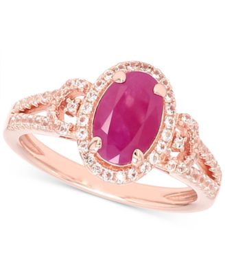 Macy's - Emerald (1-1/2 ct. t.w.) & White Sapphire (1/3 ct. t.w.) Vintage Look Halo Ring in Gold-Plated Sterling Silver (Also in Ruby & Sapphire)