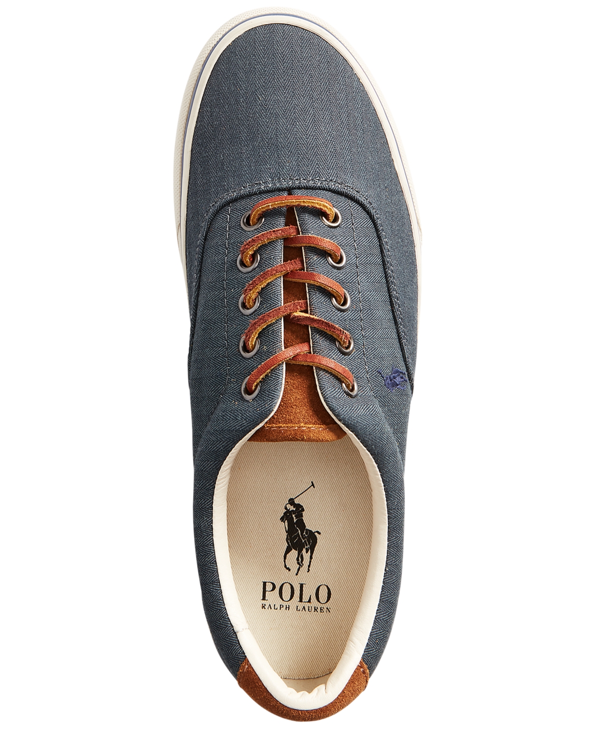 Shop Polo Ralph Lauren Men's Keaton Suede-trim Herringbone Sneaker In Navy