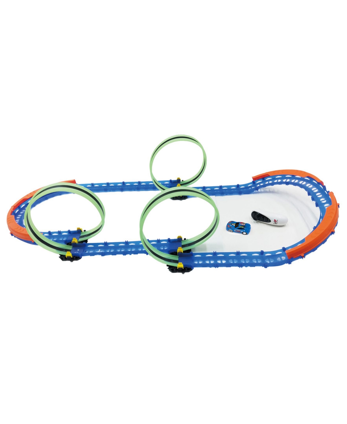 Jada Toys R/c Car And Track With Three Loops And Glow Trace Technology. In Multi