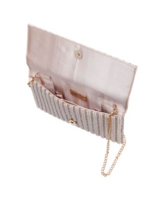 Women's Allover Imitation Pearl and Crystal Envelope Clutch
