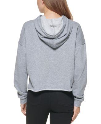 hooded high low drop shoulder