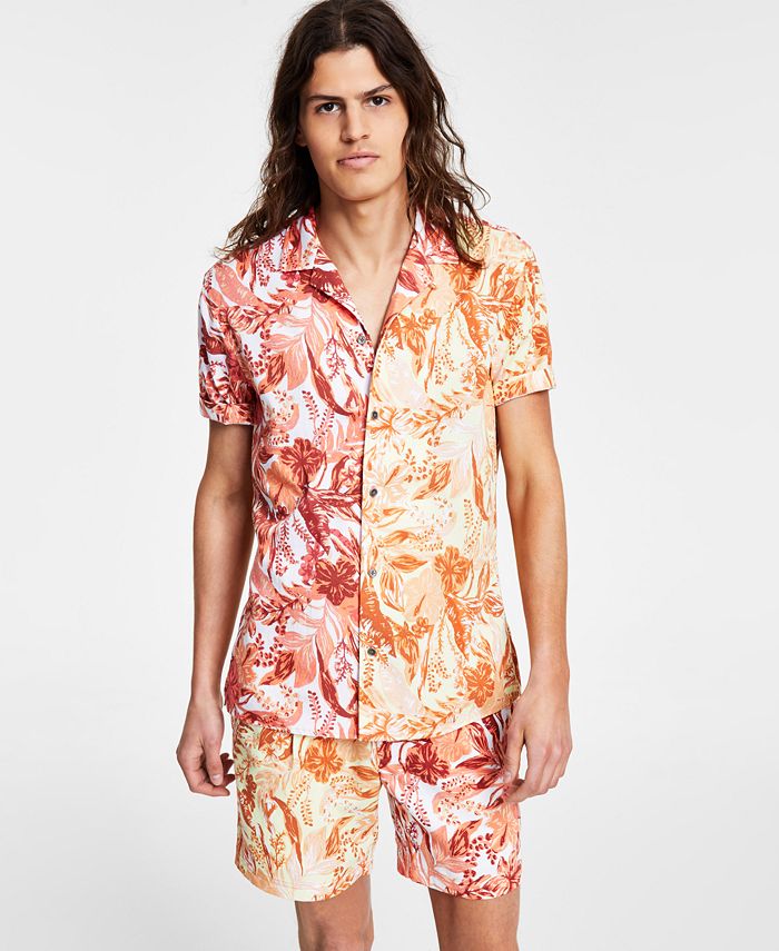 INC International Concepts Men's Teebo Tropical Camp Shirt, Created for