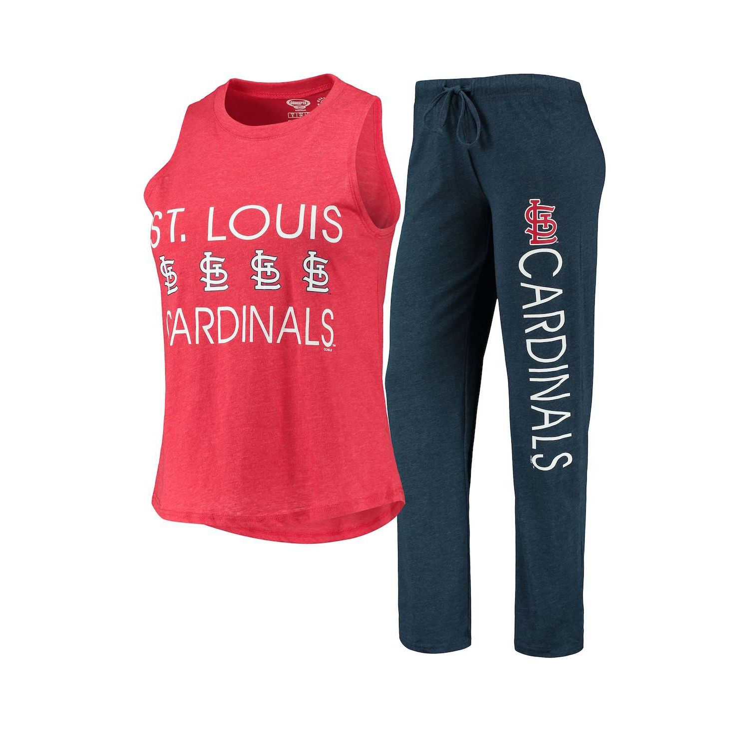Women's Navy, Red St. Louis Cardinals Meter Muscle Tank Top and Pants Sleep Set