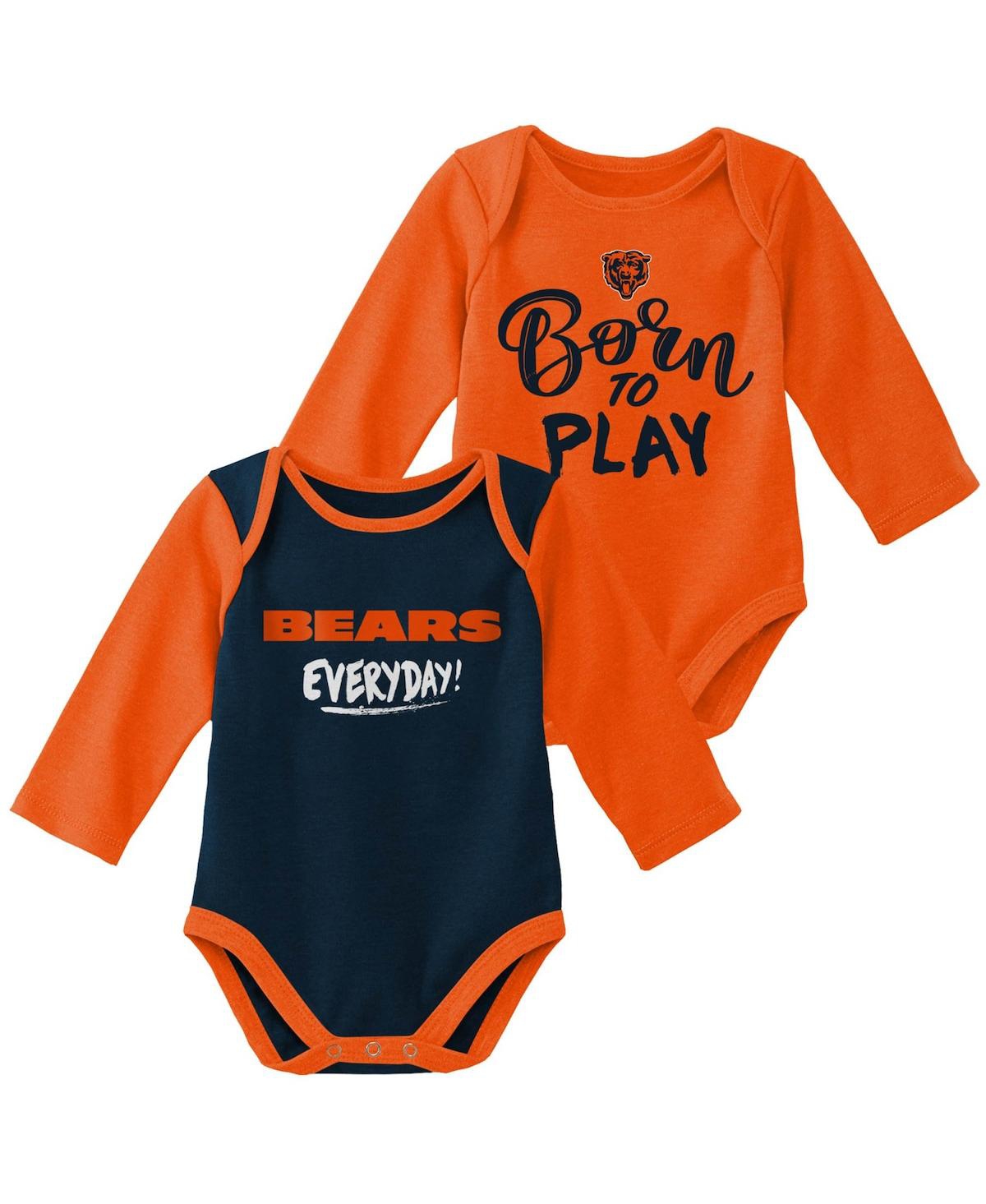 Shop Outerstuff Unisex Newborn Infant Orange And Navy Chicago Bears Little Player Long Sleeve 2-pack Bodysuit Set In Orange,navy