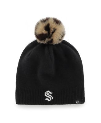 Womens 47 Black Seattle Kraken Serengeti Knit Beanie With Pom 3790₽