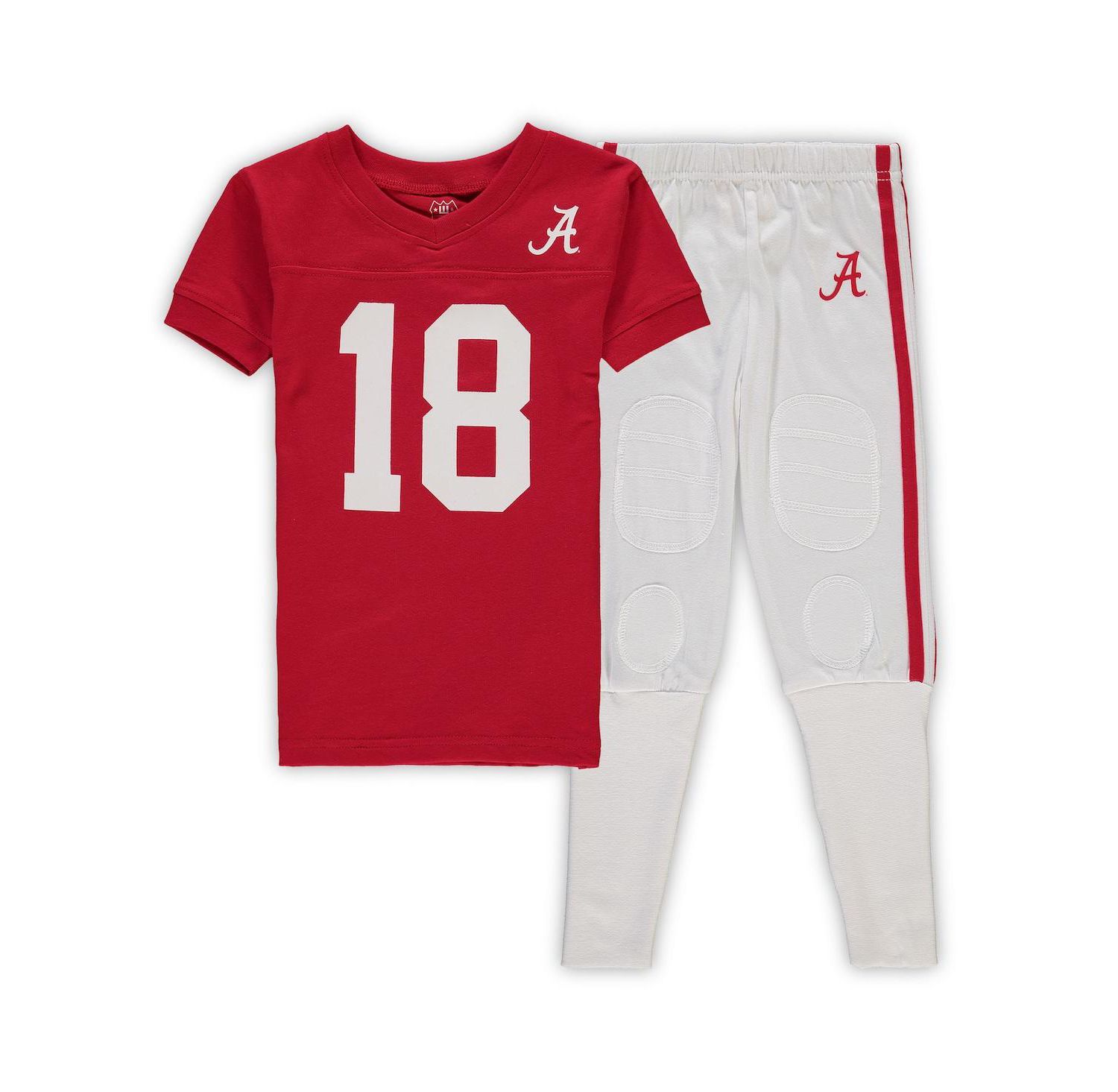 Preschool Boys and Girls Crimson Alabama Crimson Tide Football V-Neck T-shirt and Pants Sleep Set