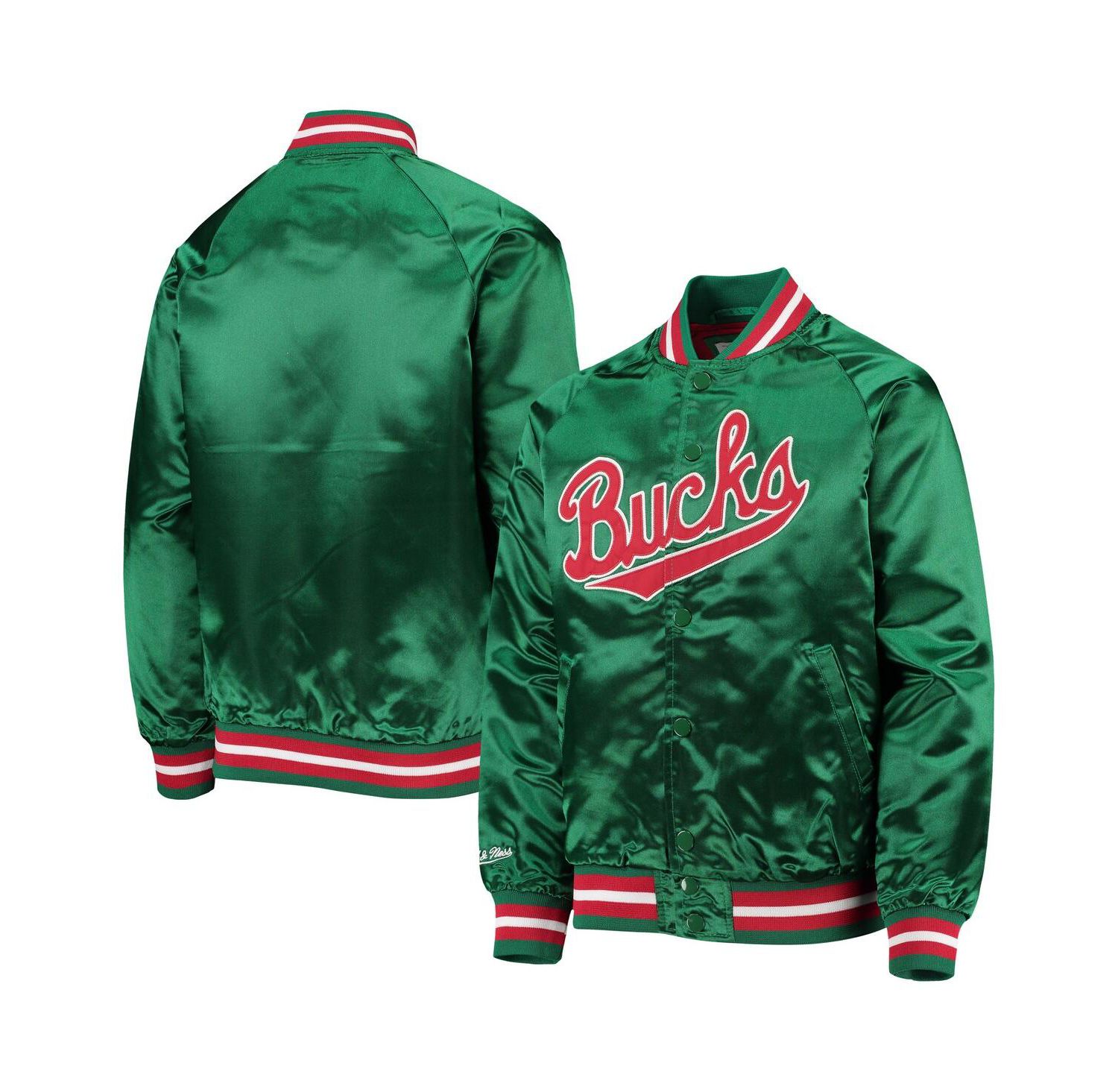 Big Boys Green Milwaukee Bucks Hardwood Classics Satin Raglan Full-Snap Jacket