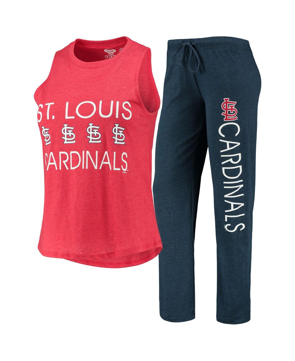 Shop Concepts Sport Women's  Navy, Red St. Louis Cardinals Meter Muscle Tank Top And Pants Sleep Set In Navy,red