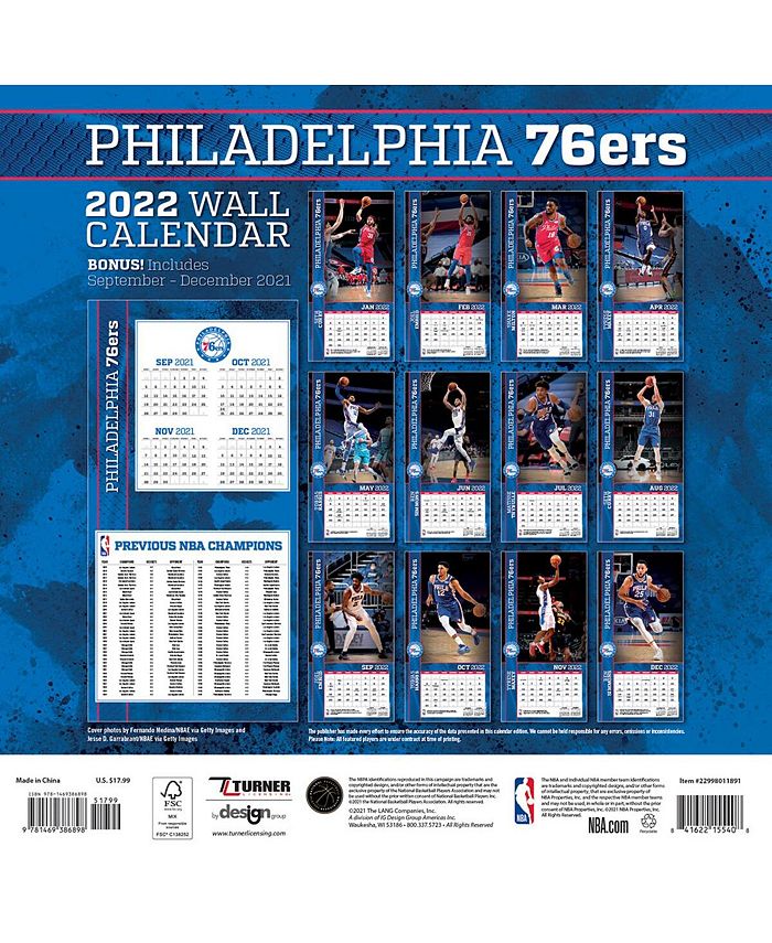 Turner Licensing Philadelphia 76ers 2022 Wall Calendar Macy's