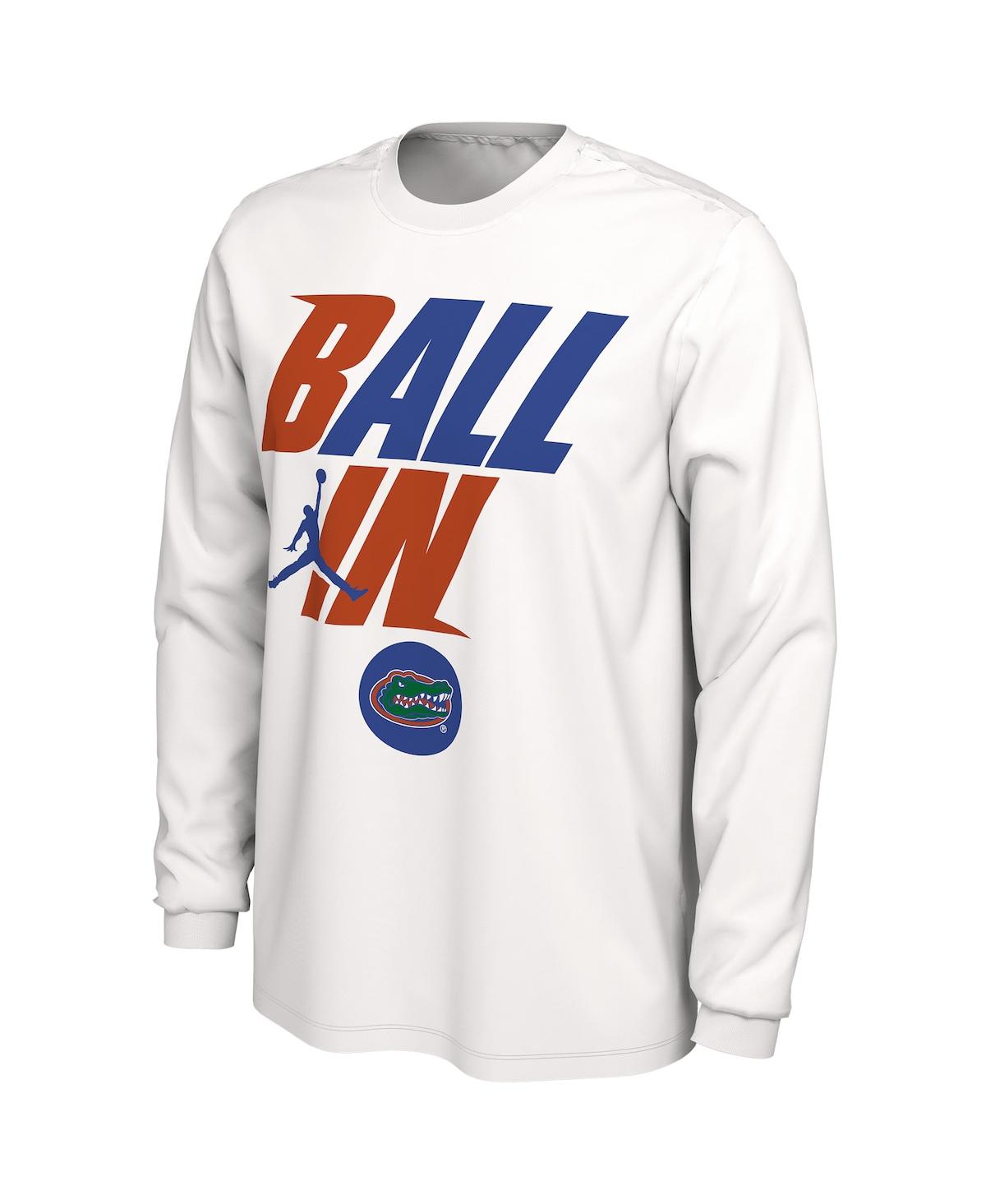 Men's JordanFlorida Gators Ball In Bench Long Sleeve T-shirt - White