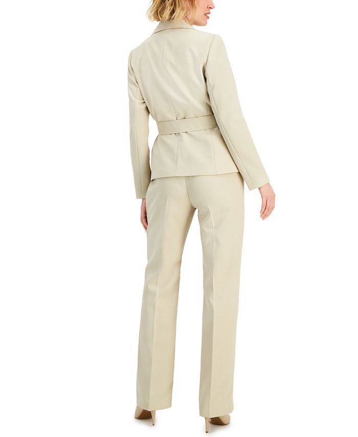 Le Suit Women's Belted Pant Suit, Regular and Petite Sizes Macy's