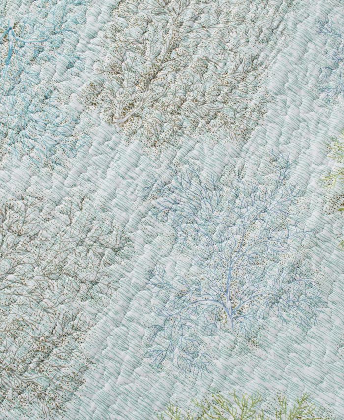 Laura Ashley Saltwater Cotton Reversible 3 Piece Quilt Set, King Macy's