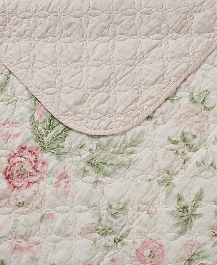 Laura Ashley Breezy Floral Reversible 3 Piece Quilt Set, Full/Queen