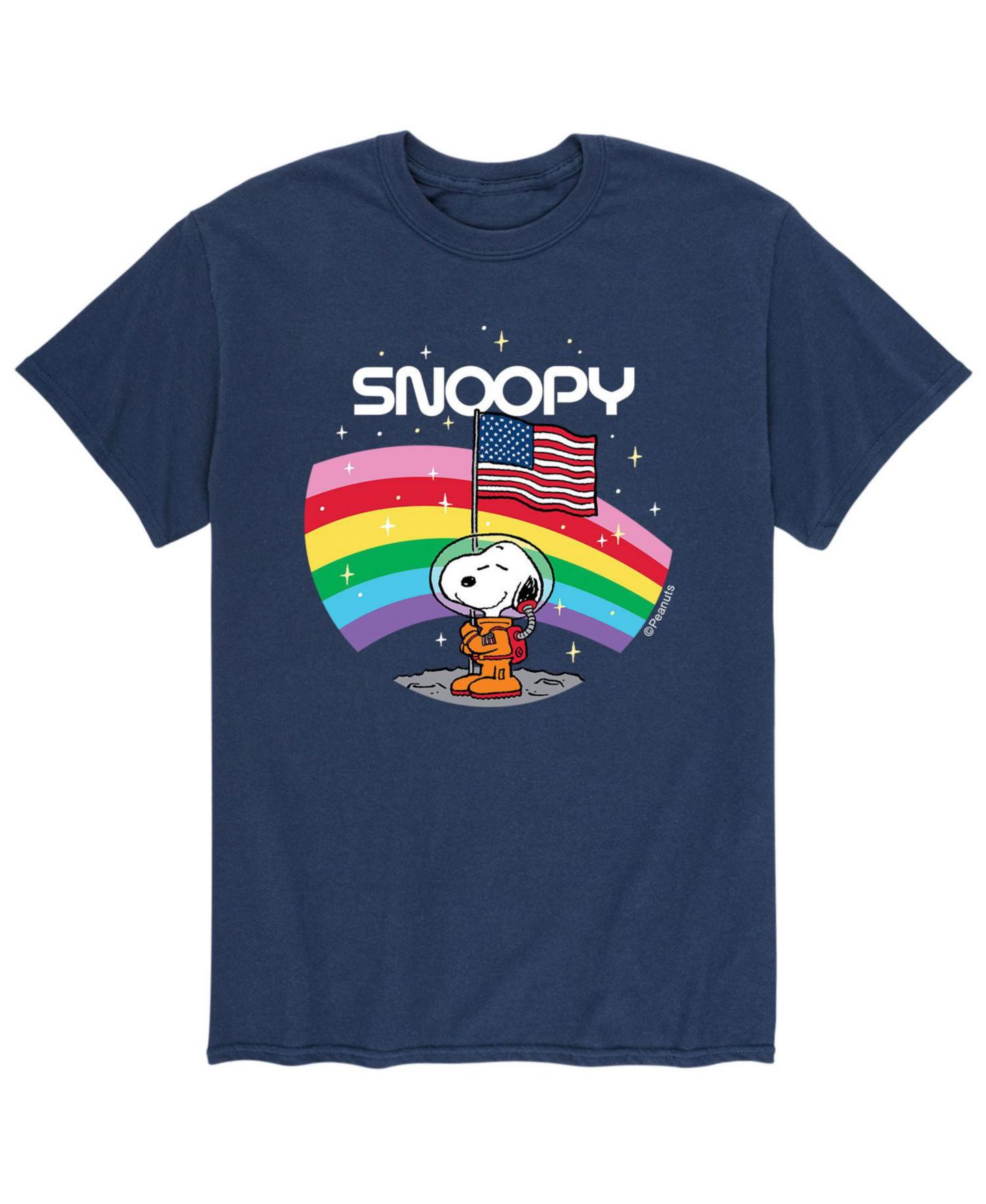 Мужская футболка AIRWAVES Peanuts Space American Flag, цвет: Синий — фото 1