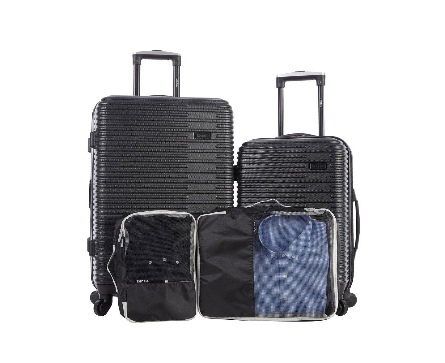 Сумки Kensie Hillsboro Expandable Rolling Hardside Collection Set, 4 Piece, цвет: Чёрный — фото 1