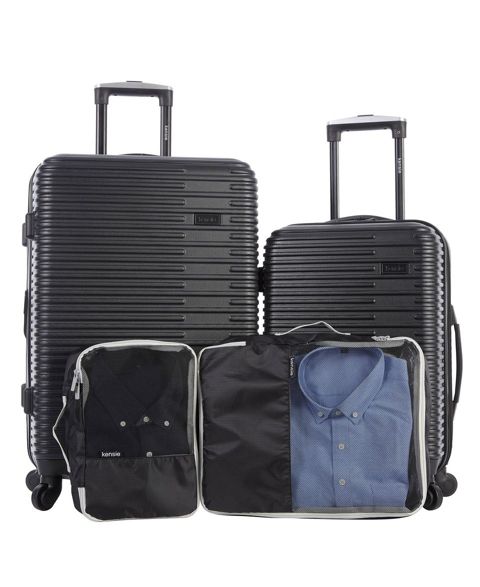 Сумки Kensie Hillsboro Expandable Rolling Hardside Collection Set, 4 Piece, цвет: Чёрный