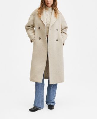 yves saint laurent caban coat in ecru shearling in white