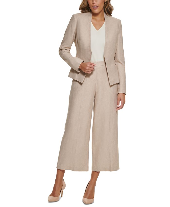 Calvin Klein Open Front Linen Asymmetrical Jacket & Reviews - Jackets &  Blazers - Women - Macy's