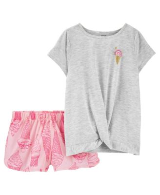 New Carter's Girls Ice Cream Pajama Snug fit Shorts Pink 