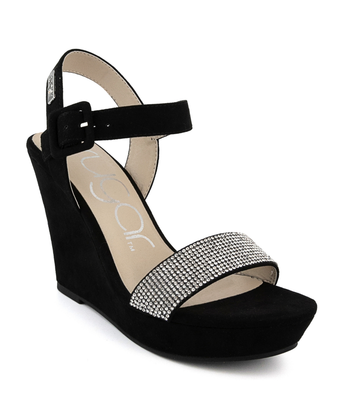 Women's Chili Rhinestone Wedge Sandals - Black