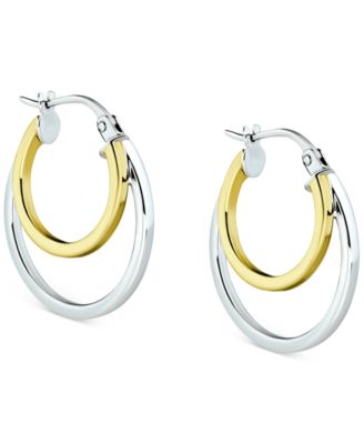 Double Hoop Earrings in Sterling Silver & 18k Gold-Plate, Created for Macy's