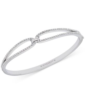 Givenchy - Silver-Tone Pav&eacute; Knot Bangle Bracelet