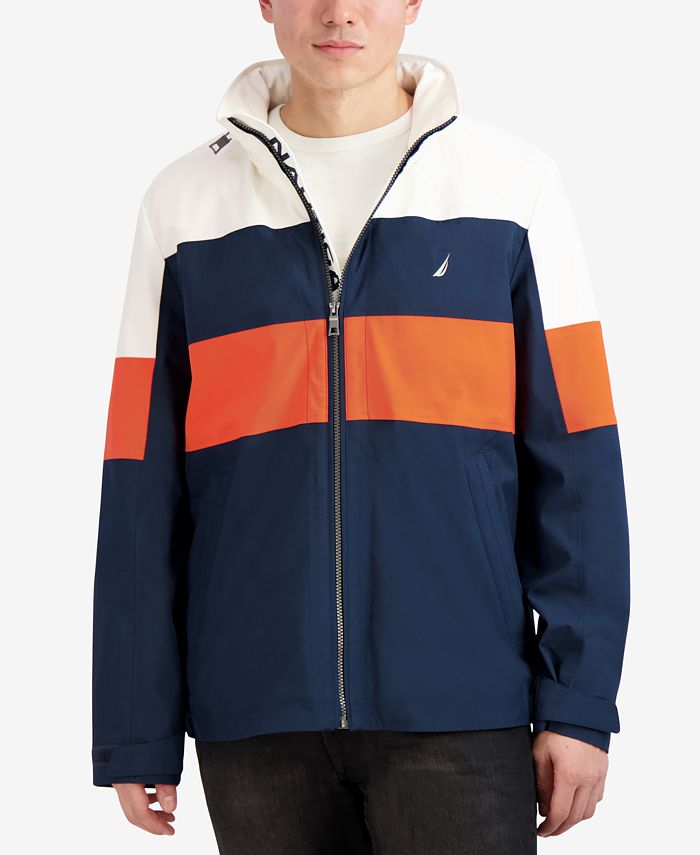 Nautica Men's Colorblocked Open Bottom Hooded Jacket - Macy's