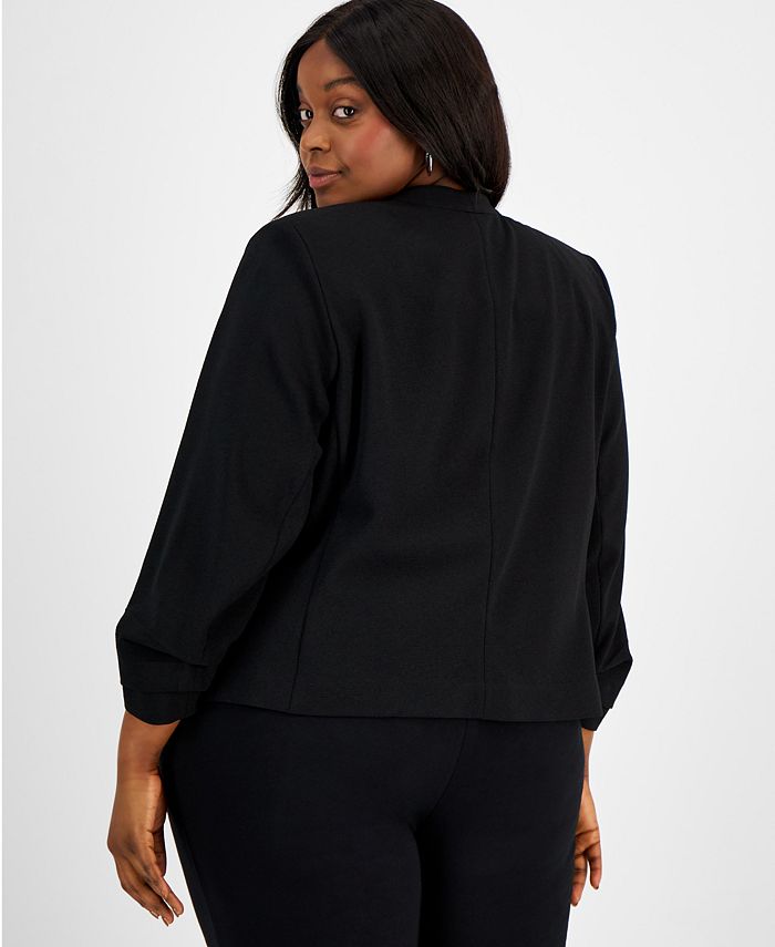 Bar III Plus Size Ruched Sleeve Blazer, Created for Macy's & Reviews ...