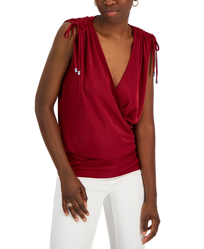 INC International Concepts Women's Ruched-Shoulder Top ...