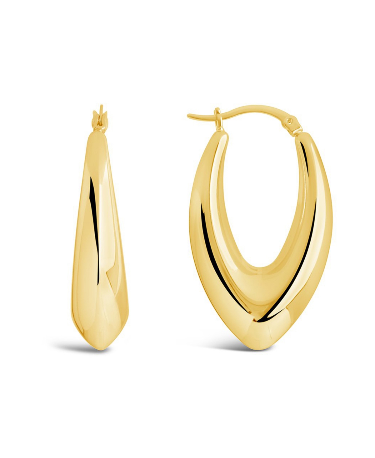 Shop Sterling Forever V Drop Hoop Earrings In Gold-plated