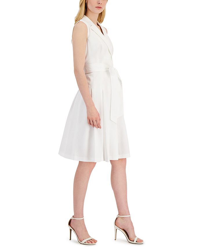 Anne Klein Women's Notch Collar Fit & Flare Dress - Macy's
