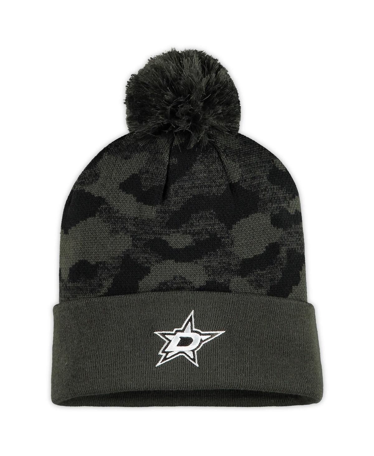 Mens Camo Dallas Stars MilitaryInspired Cuffed Pom Knit Hat by Adida